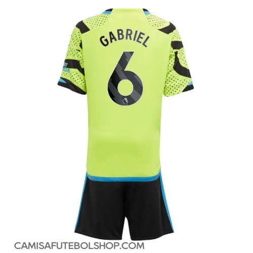 Camisa de time de futebol Arsenal Gabriel Magalhaes #6 Replicas 2º Equipamento Infantil 2023-24 Manga Curta (+ Calças curtas)